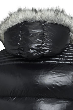 FUR SHINY DOWN VEST / BLACK 