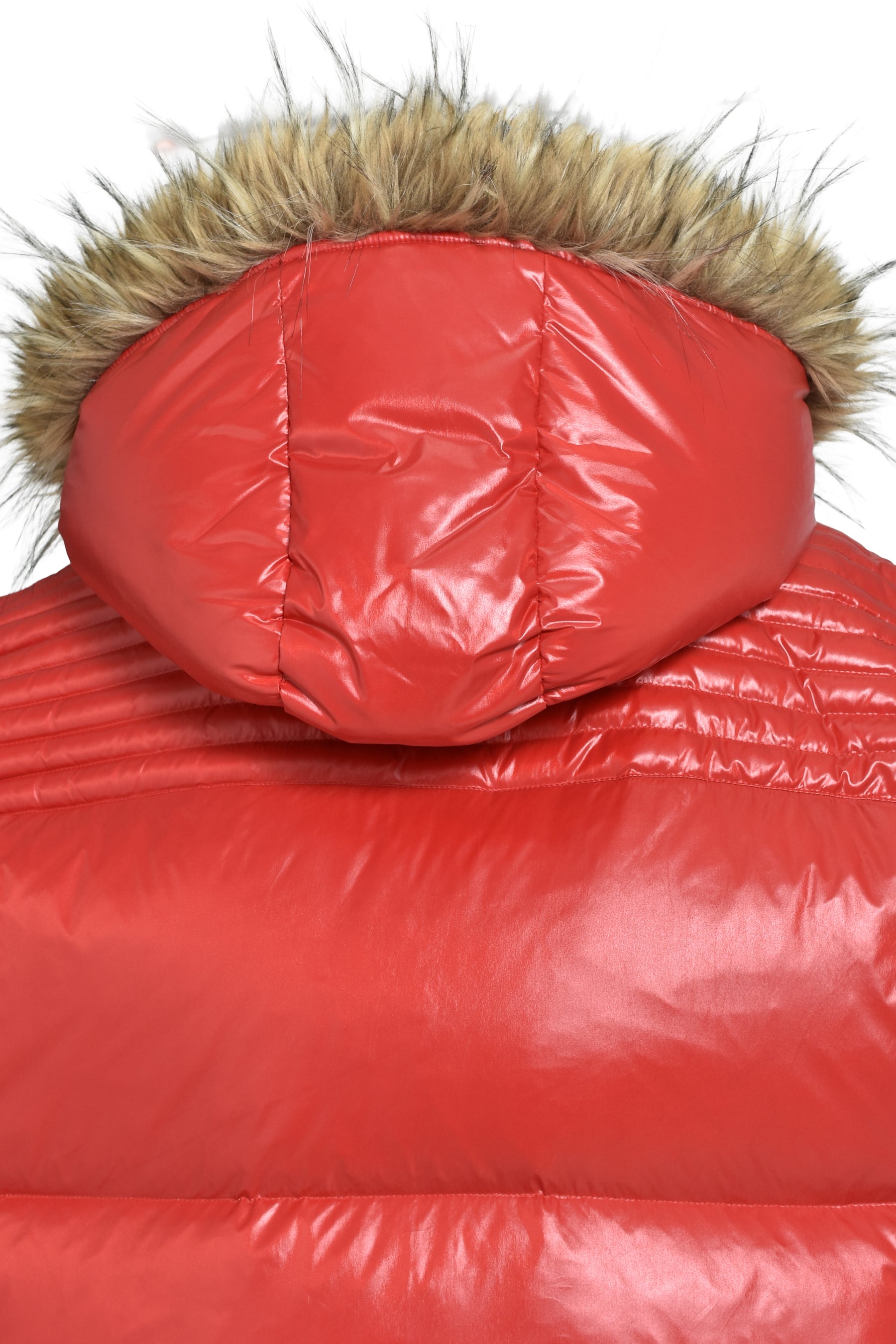 FUR SHINY DOWN VEST / RED 