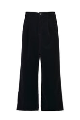 VELVET TUCK WIDE SLACKS / BLK