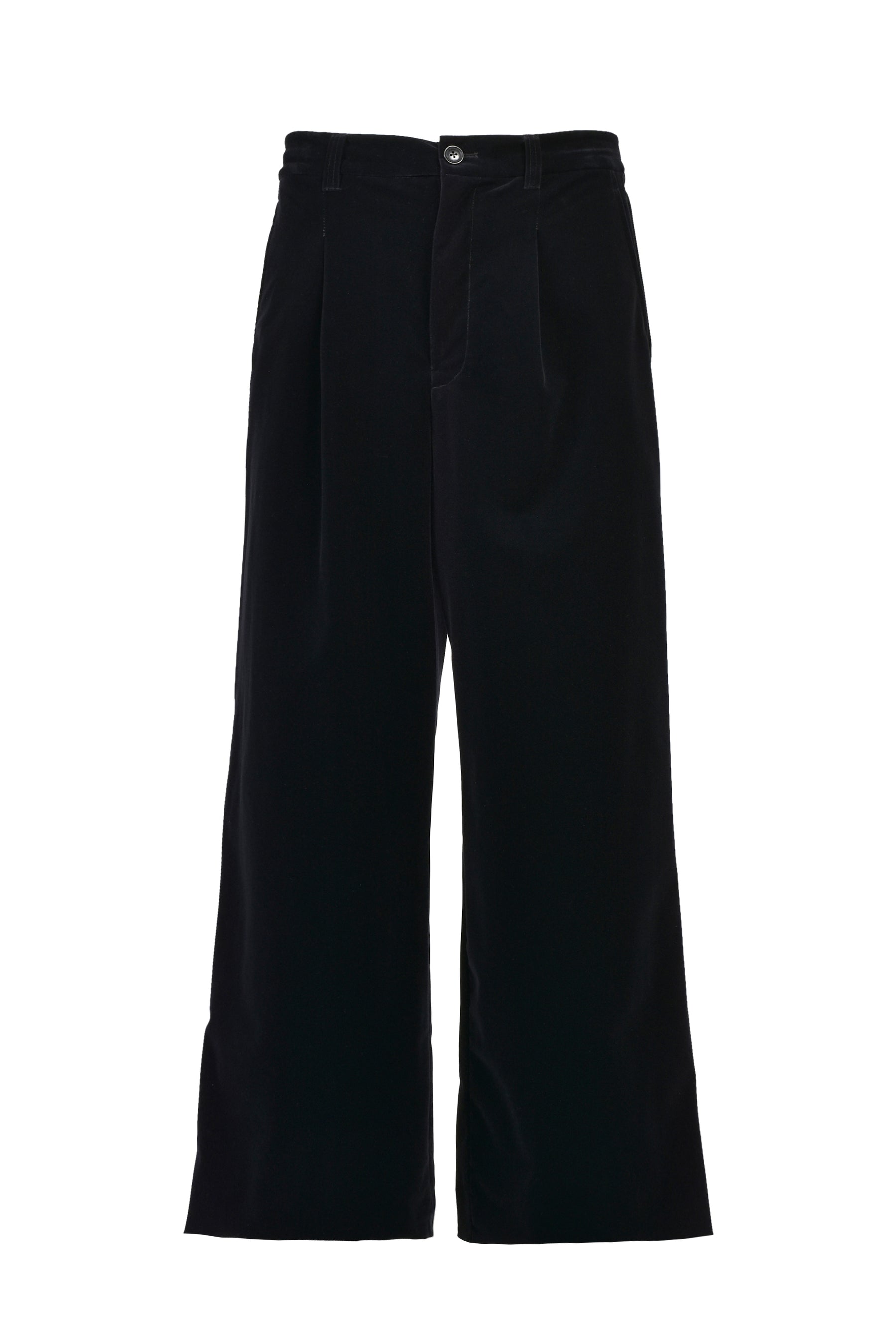 VELVET TUCK WIDE SLACKS / BLK