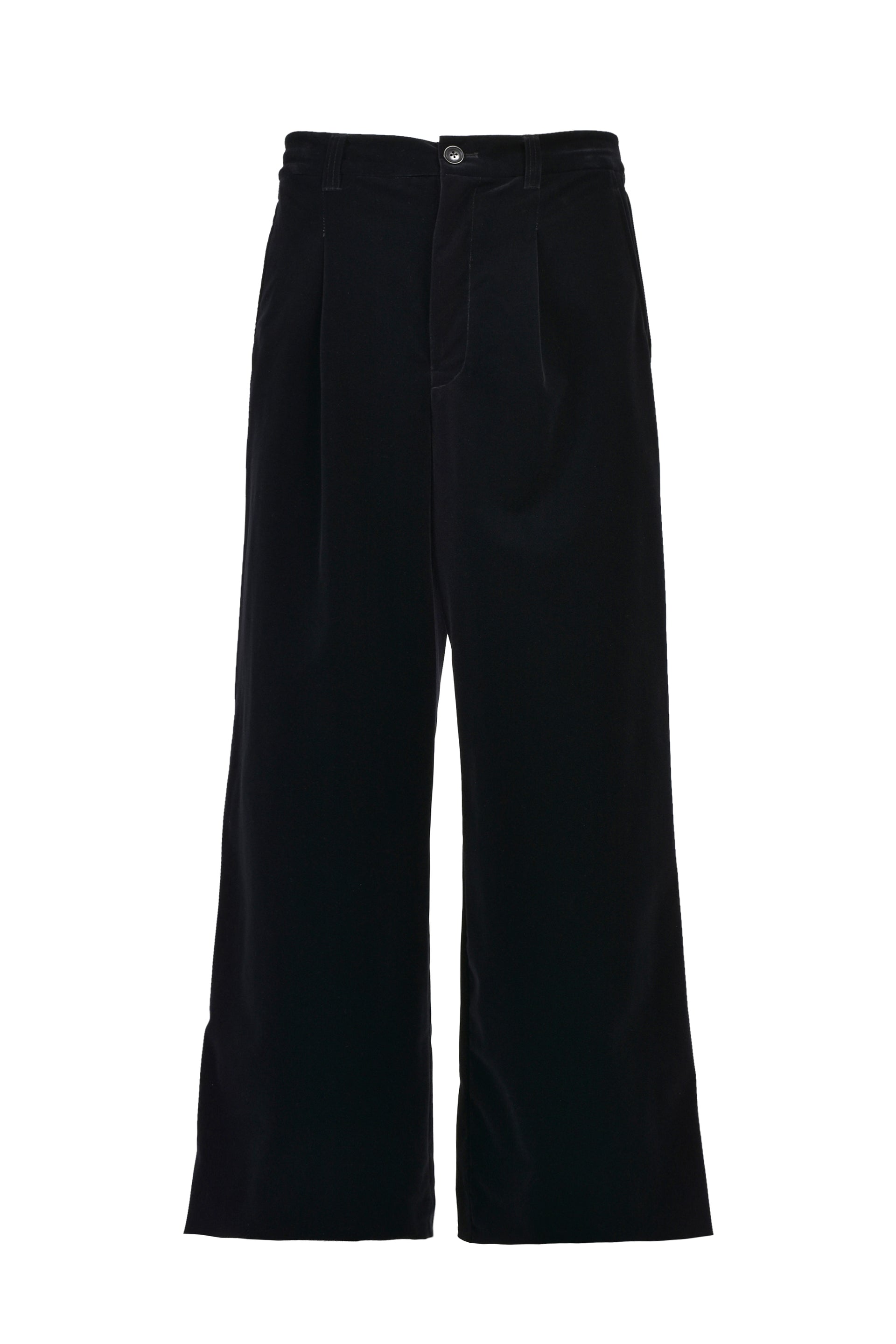 VELVET TUCK WIDE SLACKS / BLK