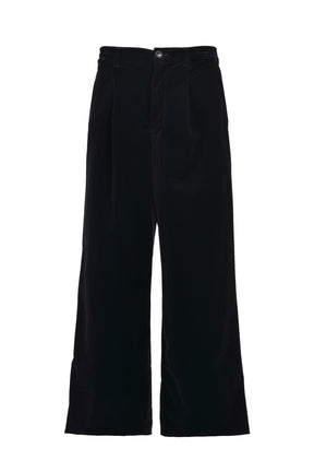 VELVET TUCK WIDE SLACKS / BLK