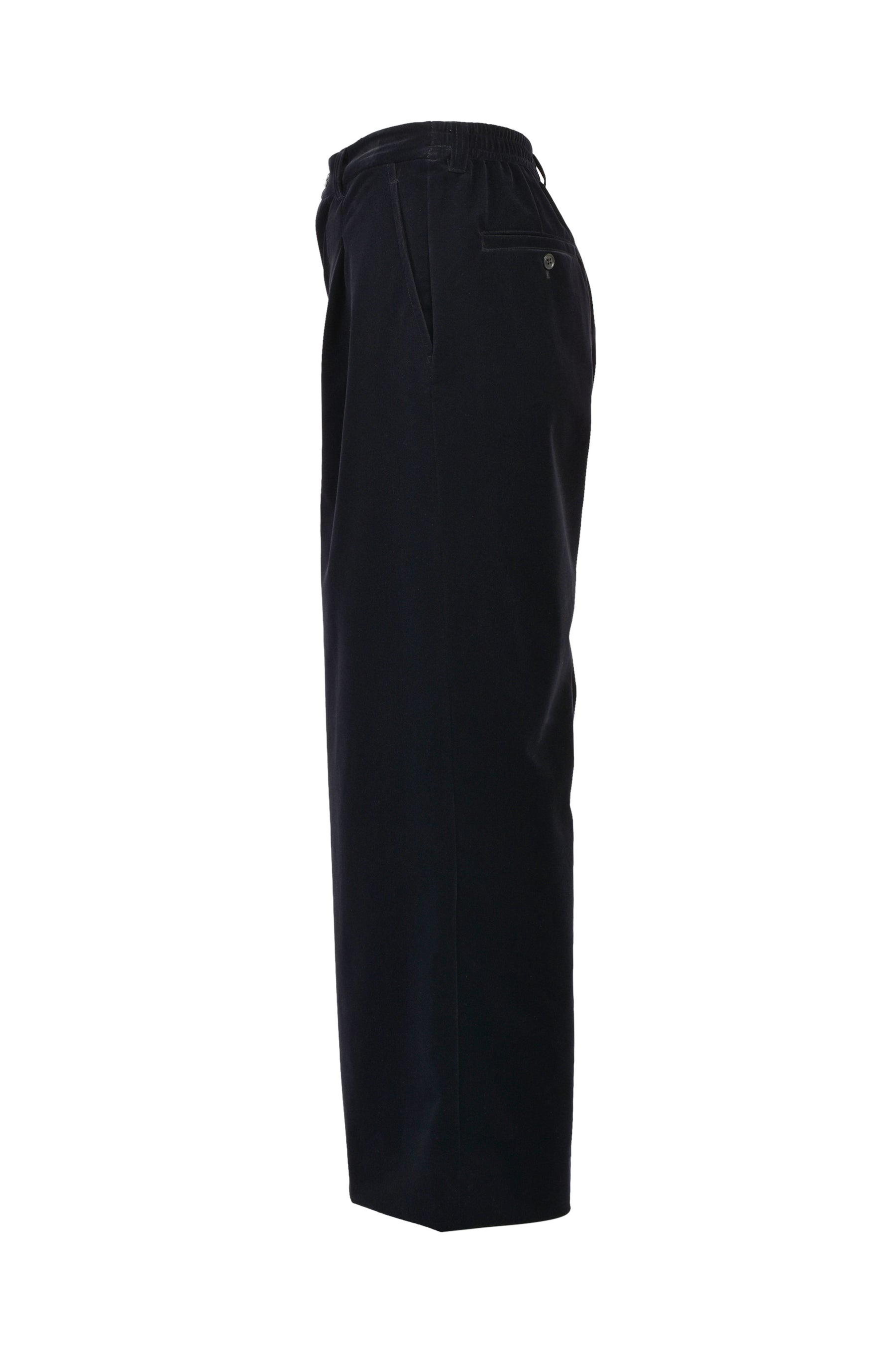 VELVET TUCK WIDE SLACKS / BLK