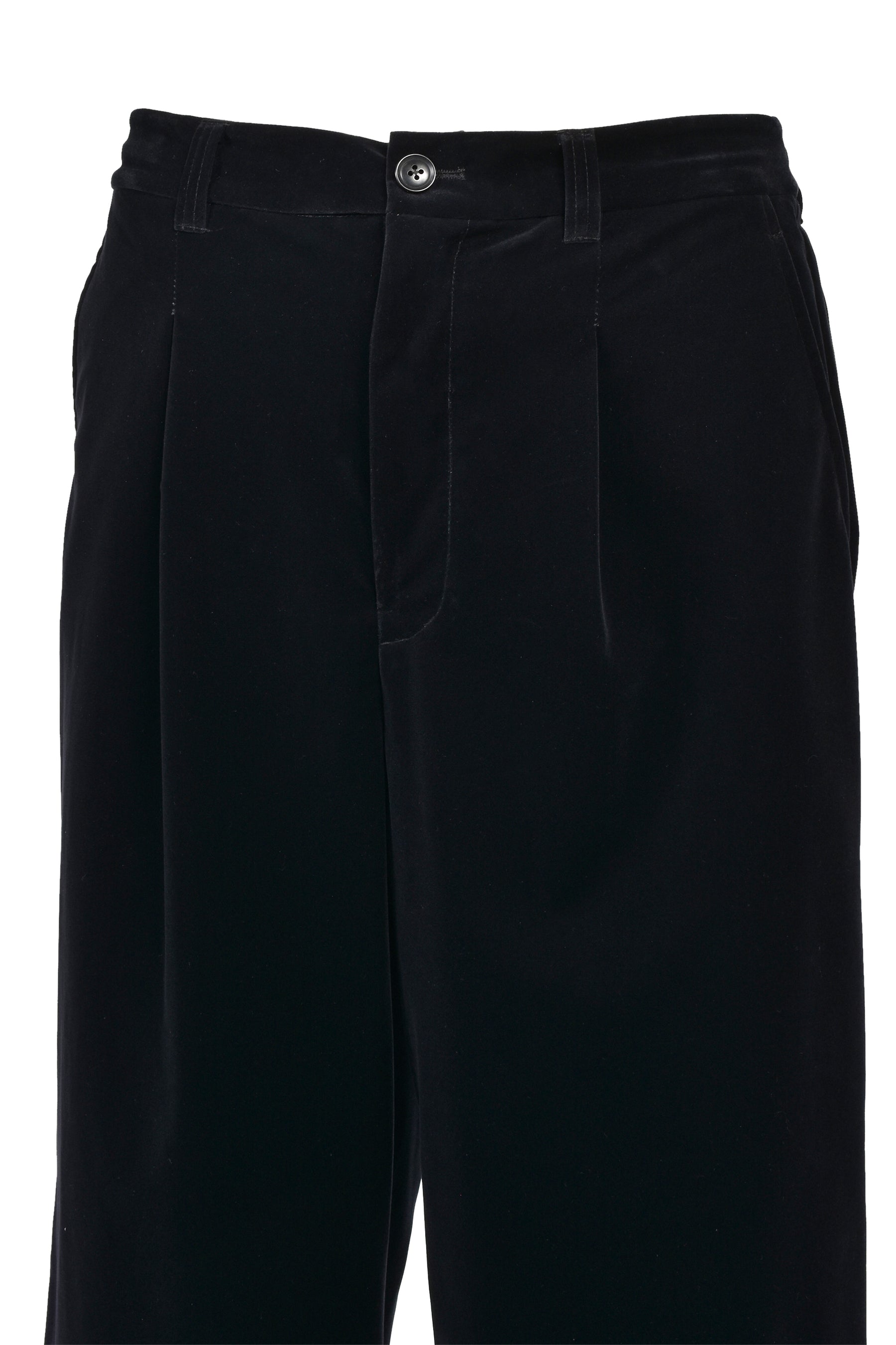 VELVET TUCK WIDE SLACKS / BLK