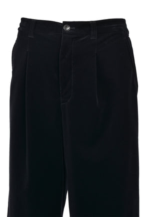 VELVET TUCK WIDE SLACKS / BLK