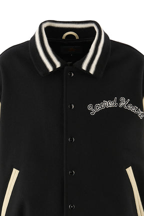 GB_VARSITY JKT/SARED HEART / BLK/WHT