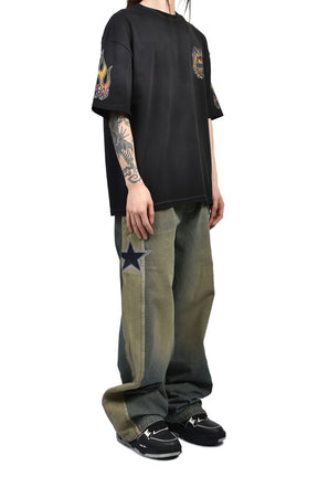 AMIRI SPORT DENIM TRACK PANT / WORN SLATE