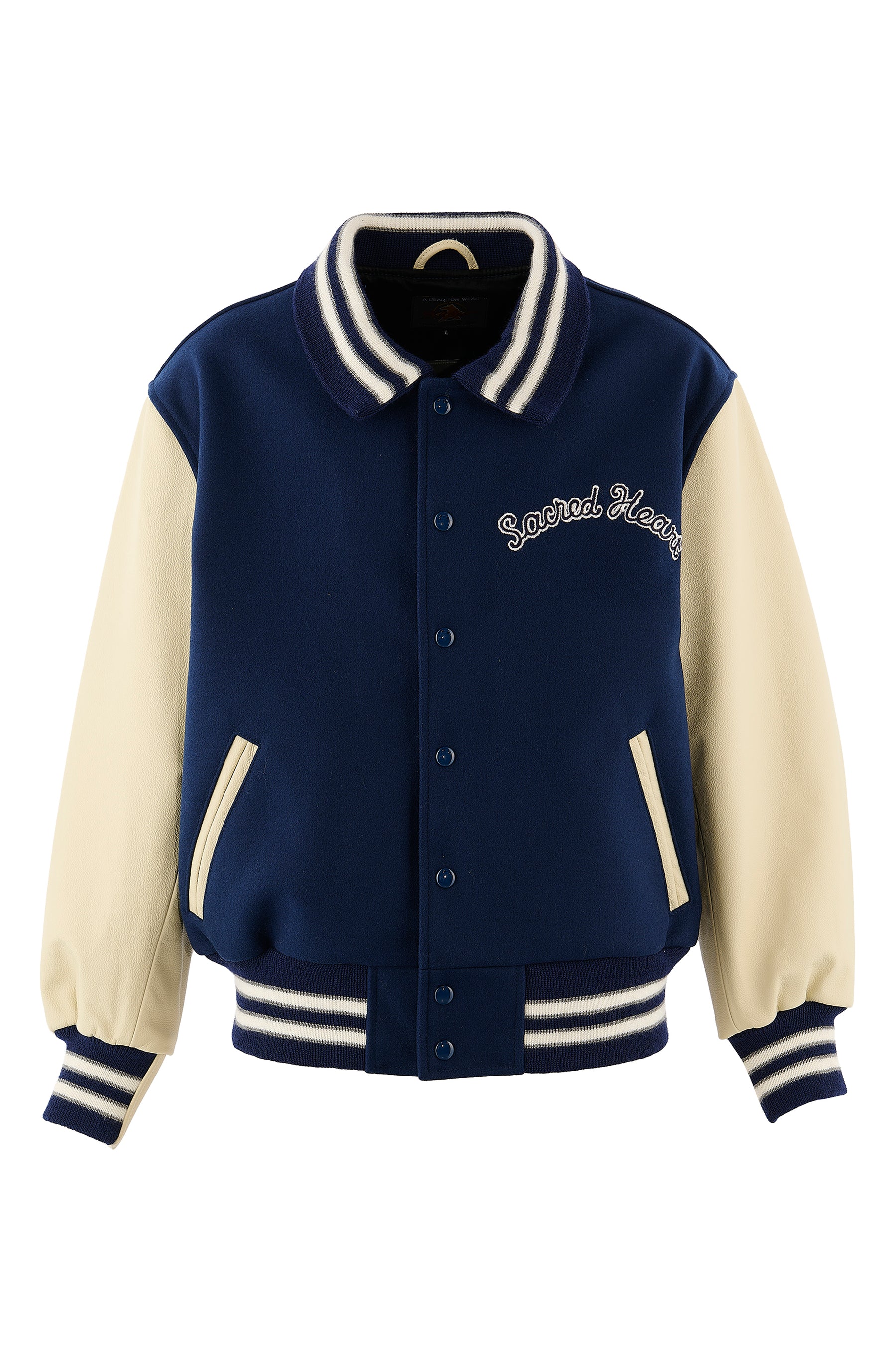GB_VARSITY JKT/SARED HEART / NVY/WHT