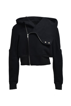 Rick Owens FW25 Cropped Hooded Flight Jacket / Black - Nubian