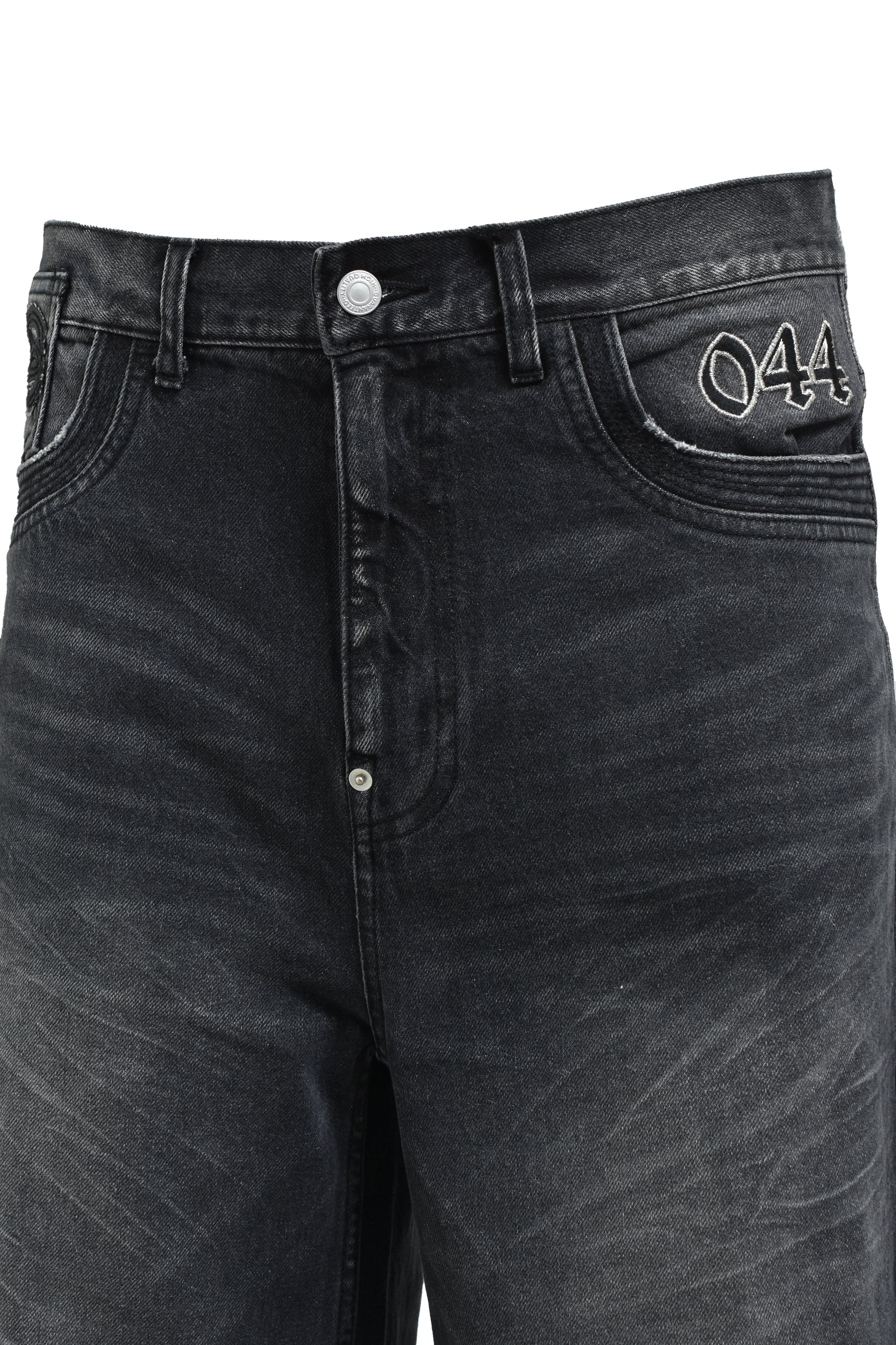 CHAIN ​​EAGLE PATCH DENIM PANTS / BLK 