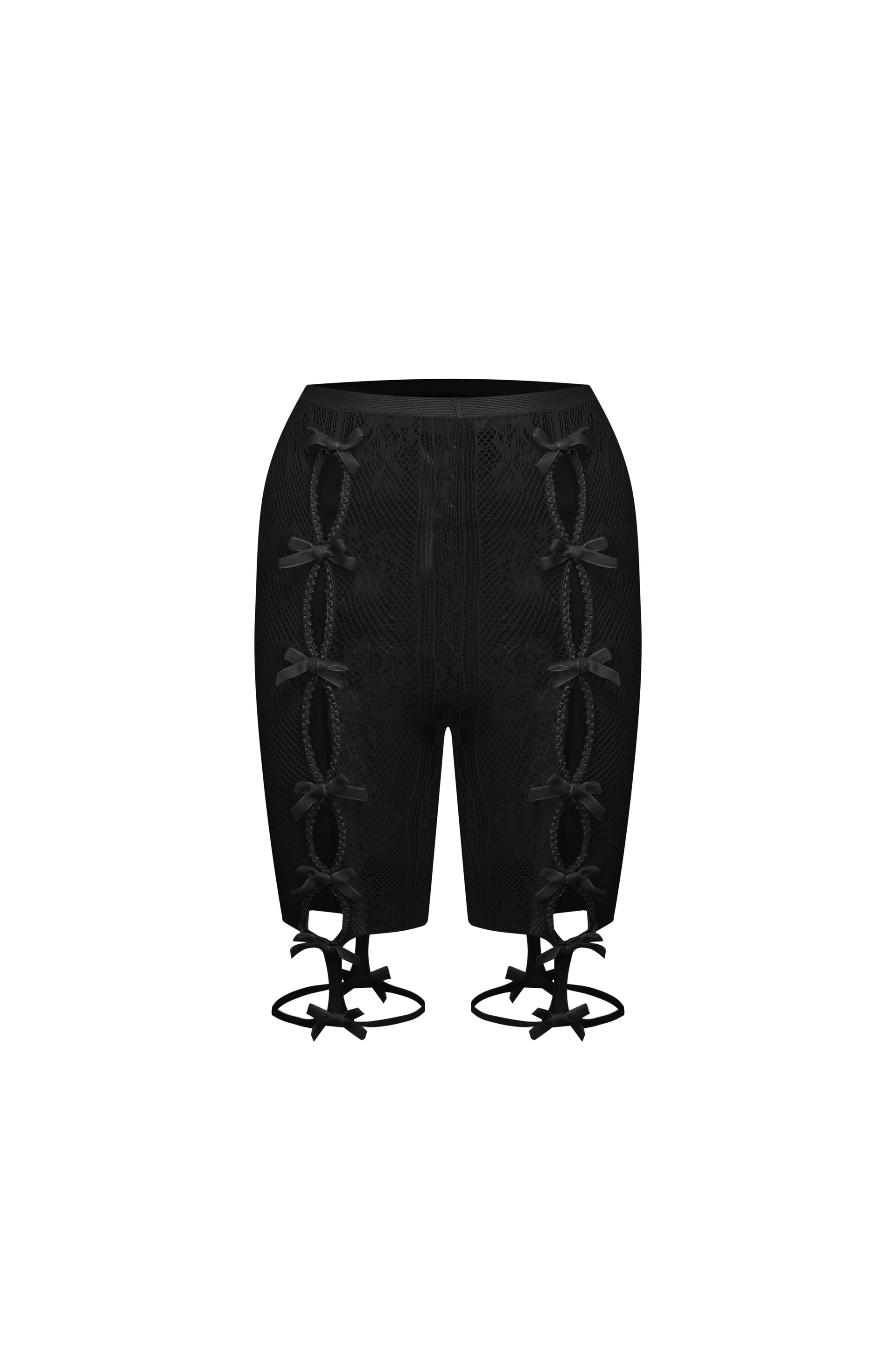 BLACK BOWKNOT LACE SHORT LEGGINGS / BLK