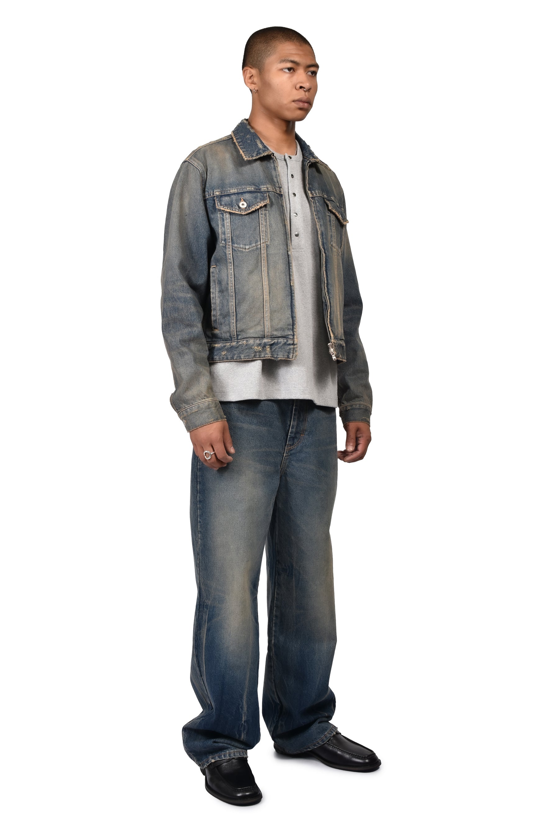 ZIP TRUCKER JACKET / BLU