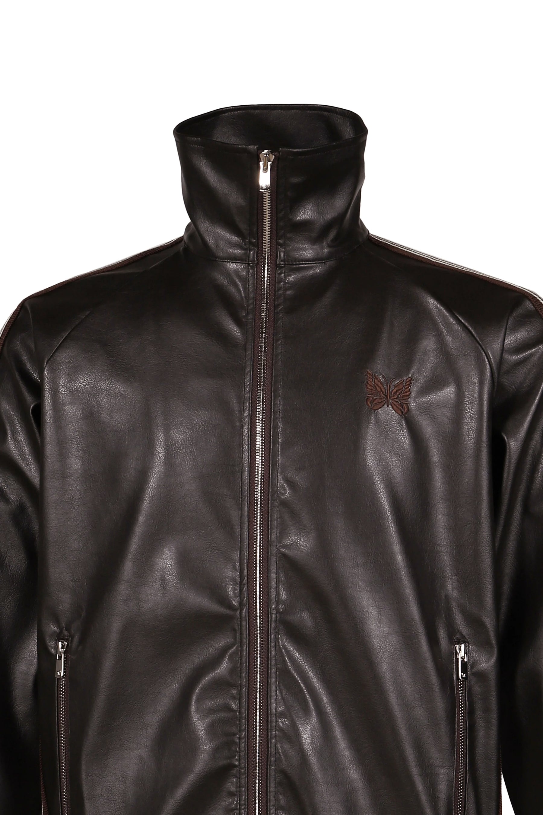 TRACK JACKET - SYNTHETIC LEATHER (EXCLUSIVE) / DK. BRW 