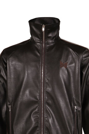 TRACK JACKET - SYNTHETIC LEATHER (EXCLUSIVE) / DK. BRW 