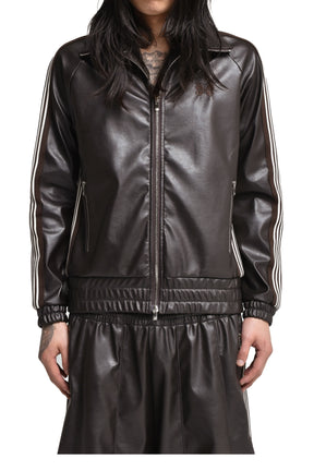 TRACK JACKET - SYNTHETIC LEATHER (EXCLUSIVE) / DK. BRW 