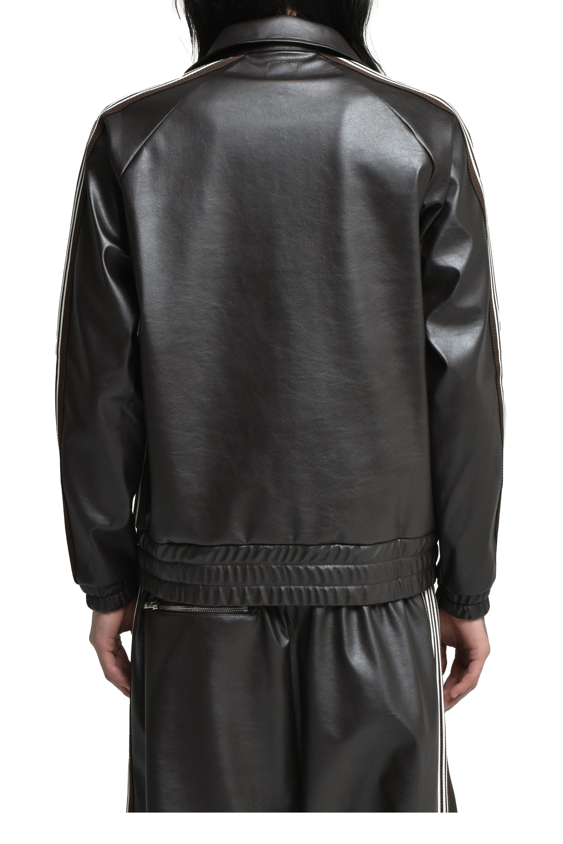 TRACK JACKET - SYNTHETIC LEATHER (EXCLUSIVE) / DK. BRW