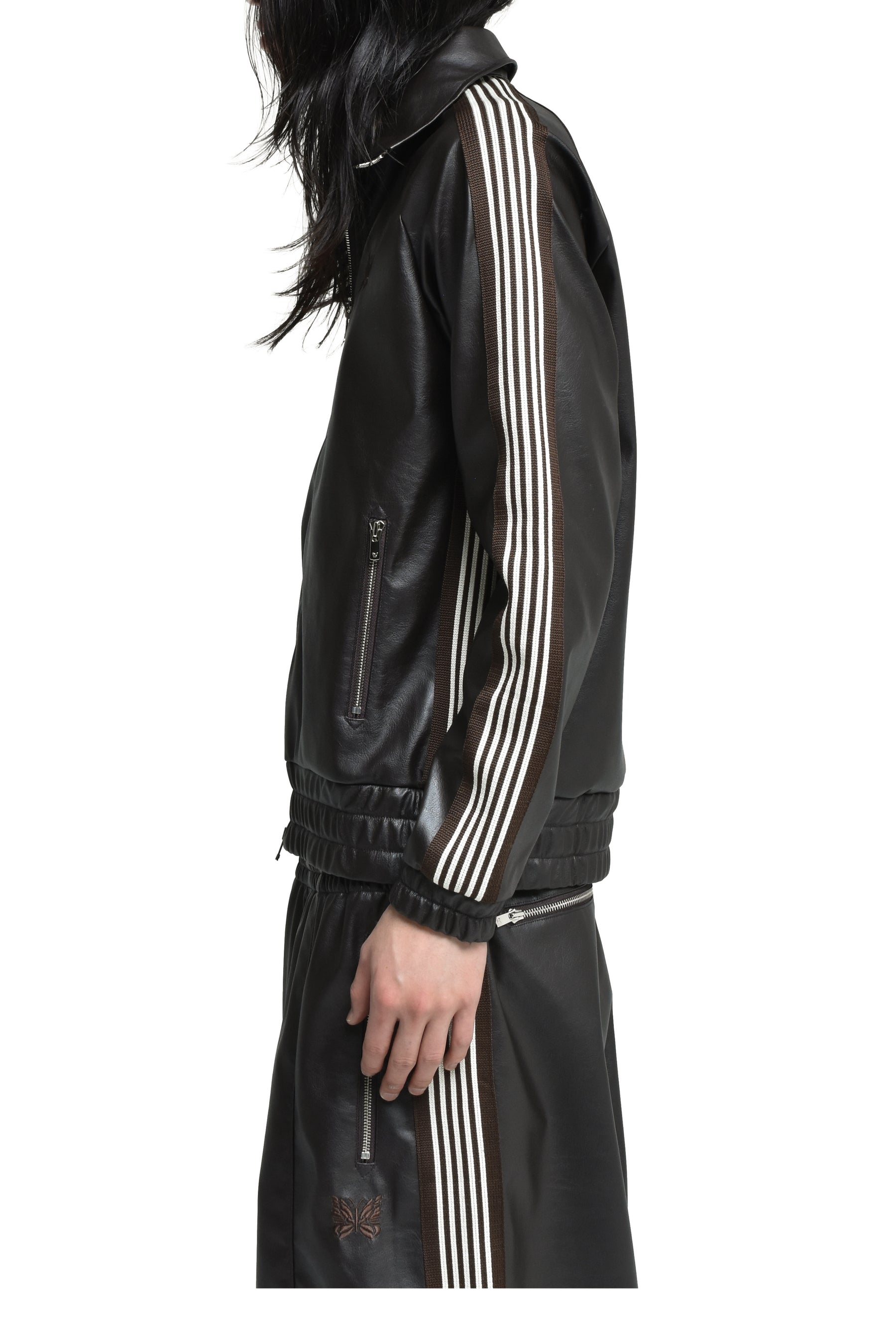 TRACK JACKET - SYNTHETIC LEATHER (EXCLUSIVE) / DK. BRW