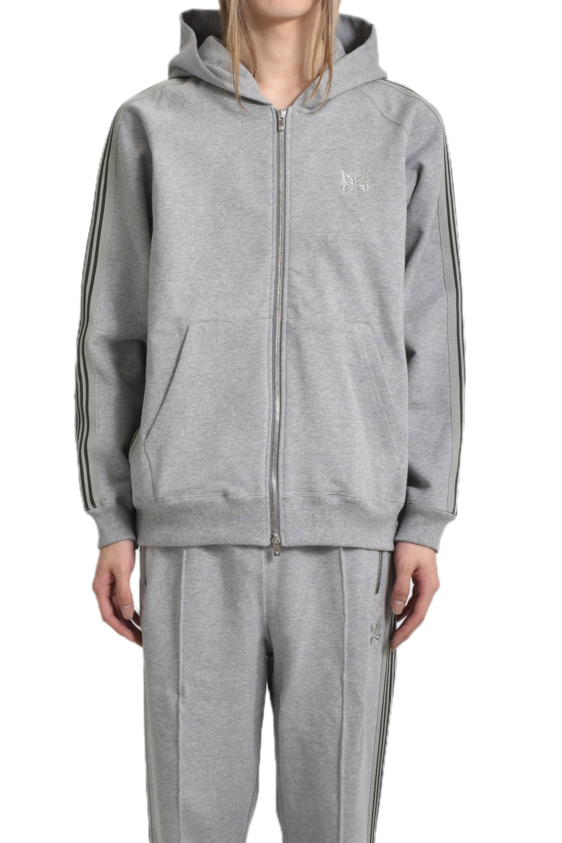 ZIPPED TRACK HOODY - COTTON JERSEY(EXCLUSIVE) / GRY