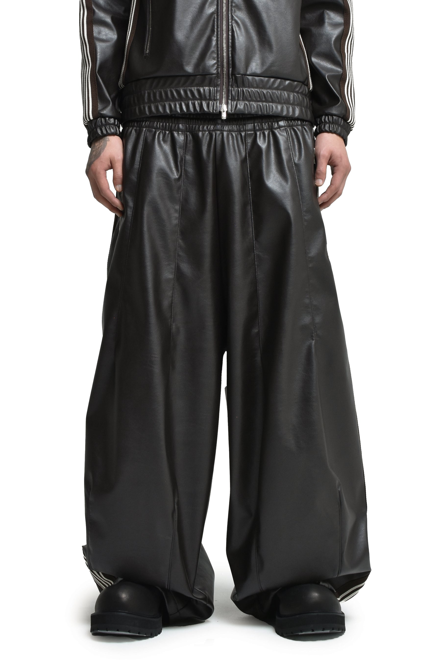 H.D. TRACK PANT - SYNTHETIC LEATHER (EXCLUSIVE) / DK. BRW