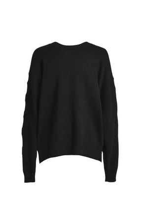 3D DIAG KNIT CREWNECK / BLK BLK