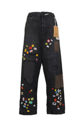 PRICE STICKER REPAIRED PANTS / BLK
