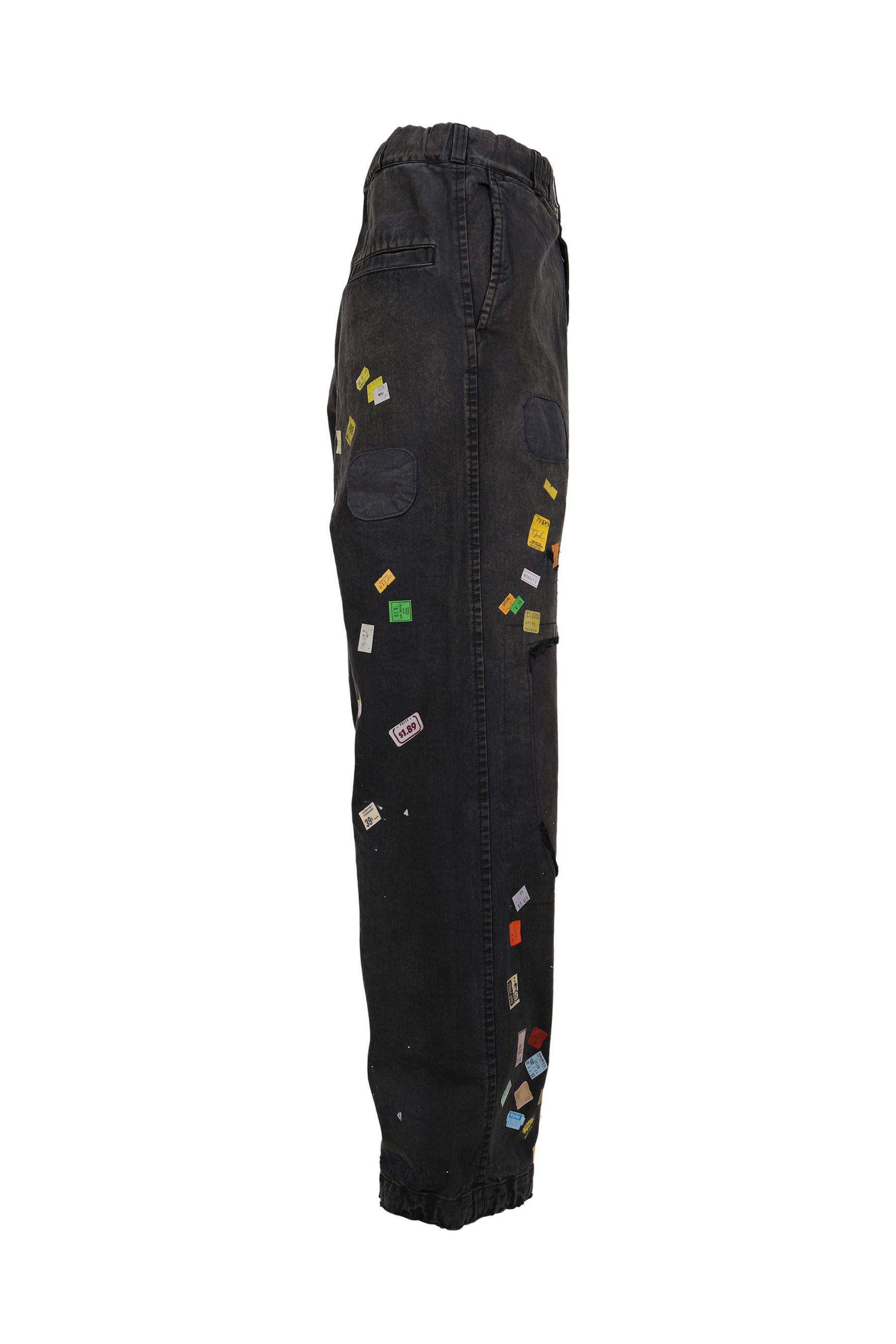 PRICE STICKER REPAIRED PANTS / BLK