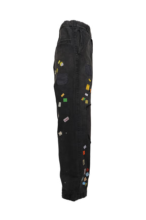 PRICE STICKER REPAIRED PANTS / BLK