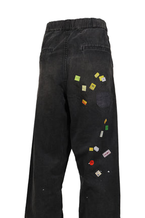 PRICE STICKER REPAIRED PANTS / BLK