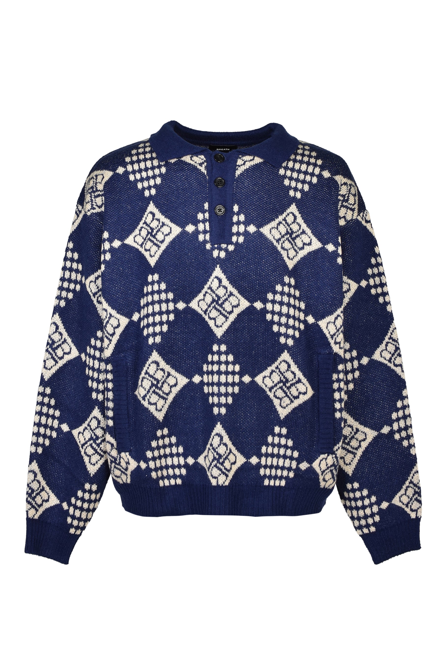DIAMOND KNIT POLO SHIRT / NVY