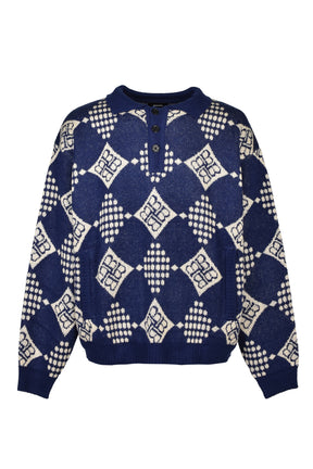 DIAMOND KNIT POLO SHIRT / NVY