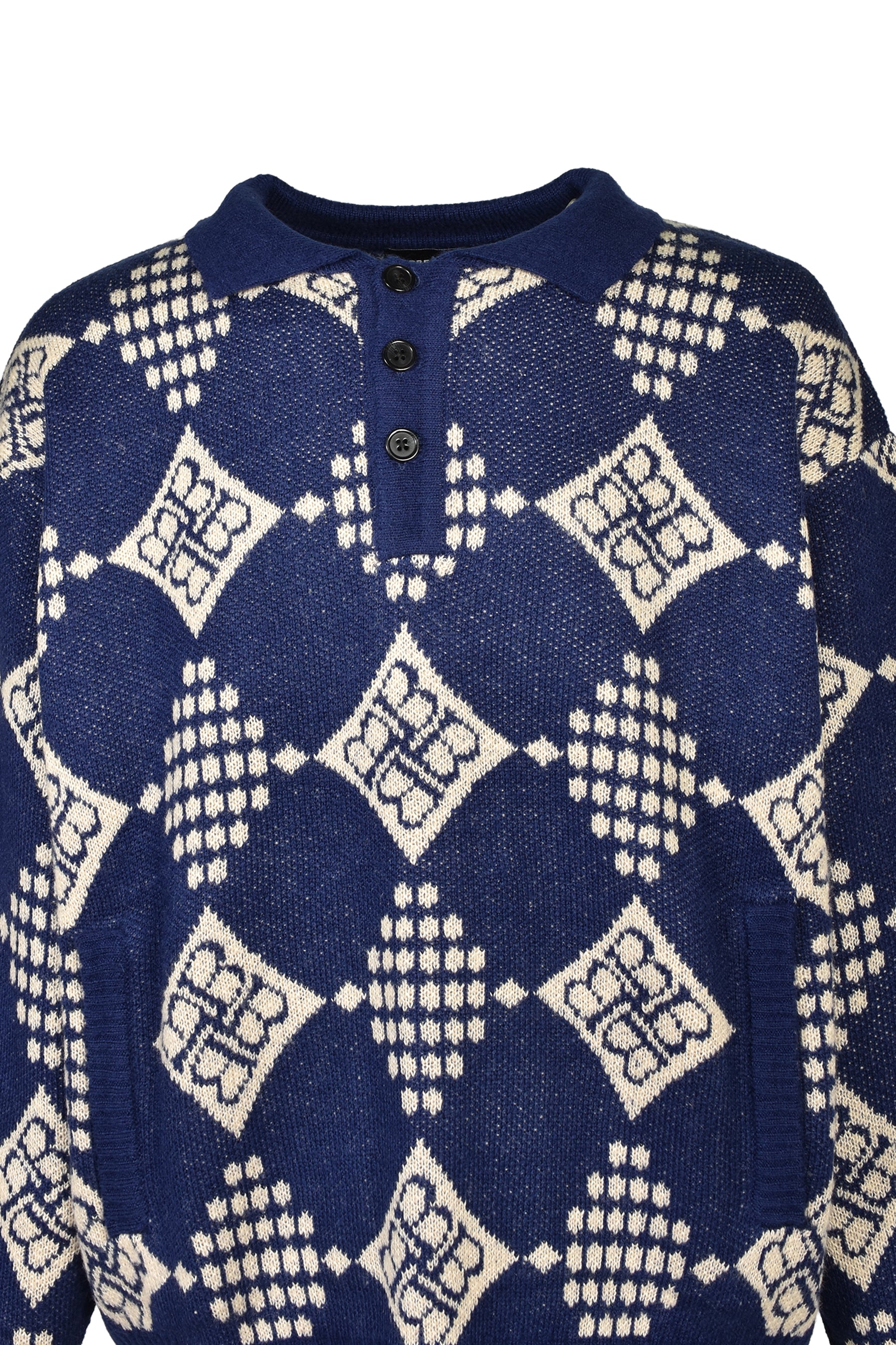 DIAMOND KNIT POLO SHIRT / NVY
