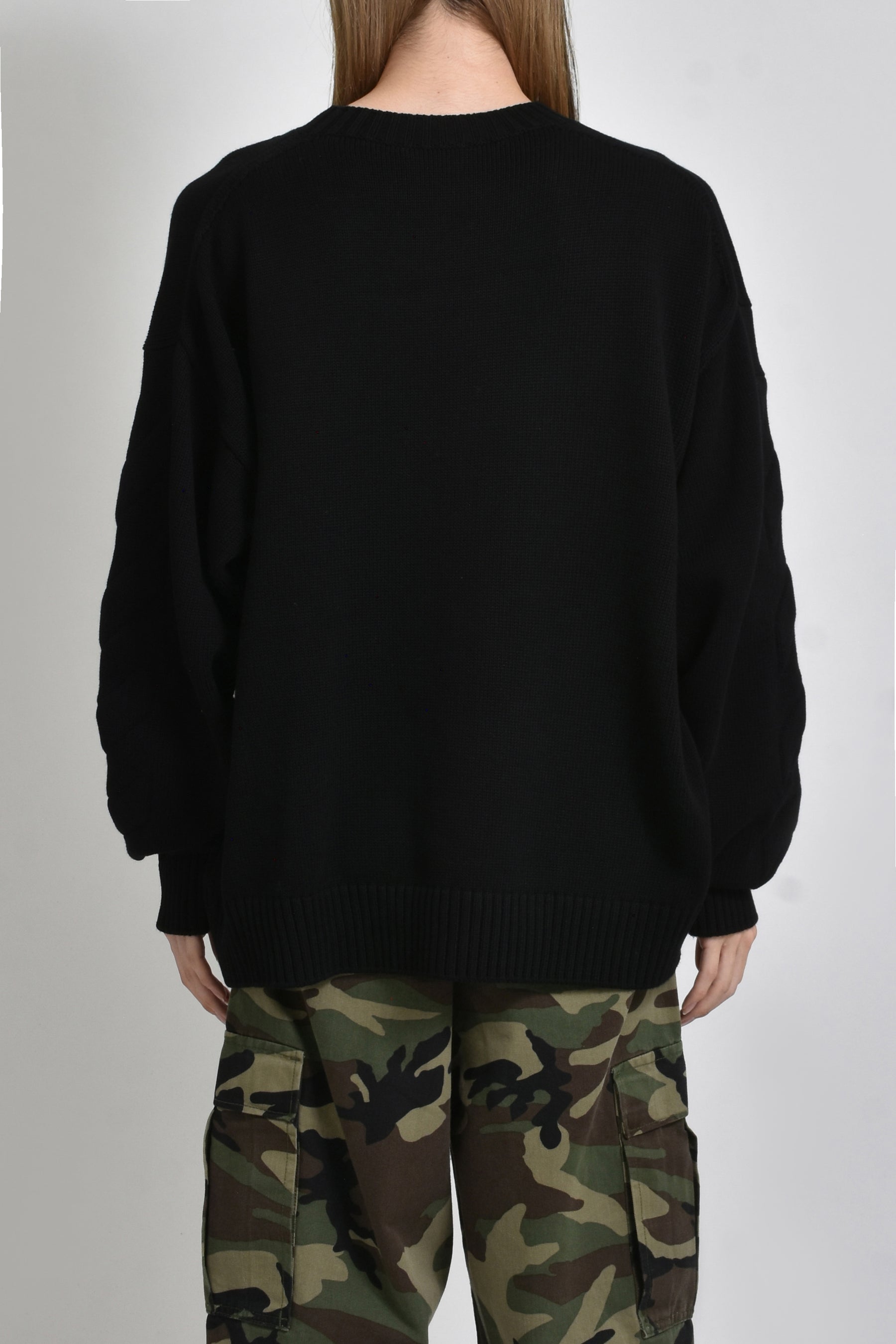 3D DIAG KNIT CREWNECK / BLK BLK