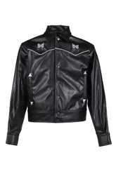 PIPING COWBOY JACKET - SYNTHETIC LEATHER (EXCLUSIVE) / BLK