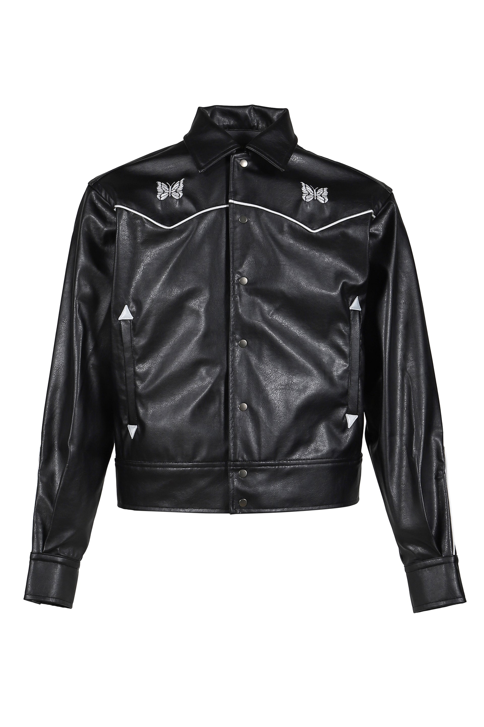 PIPING COWBOY JACKET - SYNTHETIC LEATHER (EXCLUSIVE) / BLK