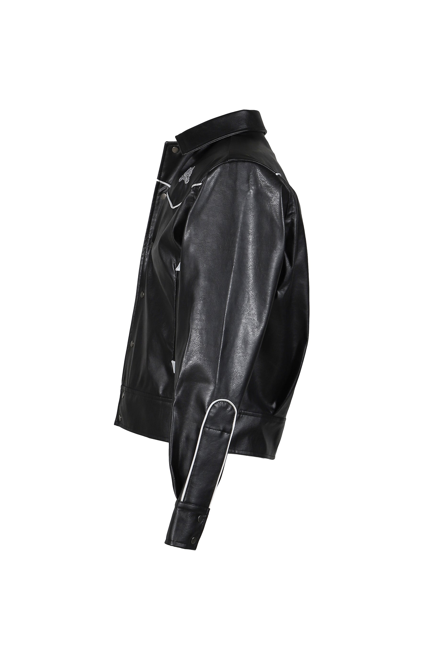 PIPING COWBOY JACKET - SYNTHETIC LEATHER (EXCLUSIVE) / BLK