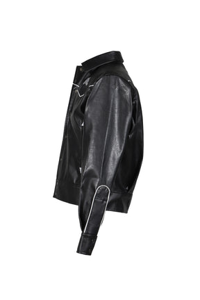 PIPING COWBOY JACKET - SYNTHETIC LEATHER (EXCLUSIVE) / BLK