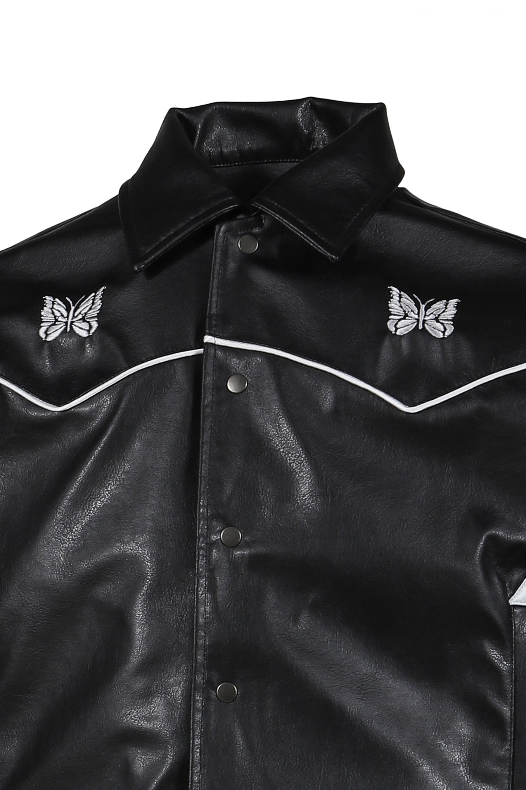 PIPING COWBOY JACKET - SYNTHETIC LEATHER (EXCLUSIVE) / BLK