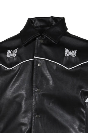 PIPING COWBOY JACKET - SYNTHETIC LEATHER (EXCLUSIVE) / BLK