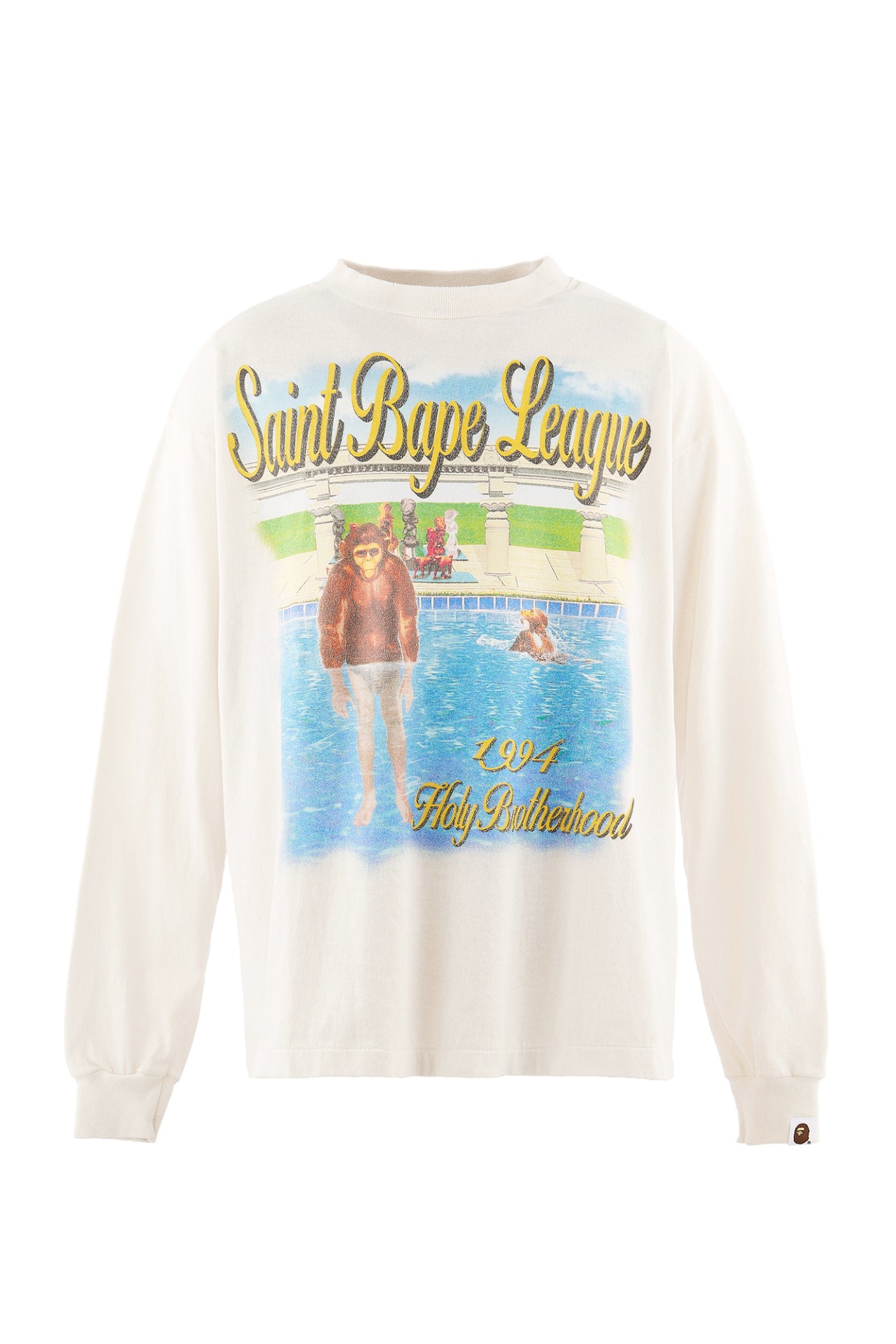 BAPE_LS T-SHIRT/POOL / WHT