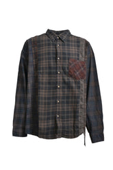 FLANNEL SHIRT -> 7 CUTS WIDE SHIRT / OVER DYE / C-BROWN