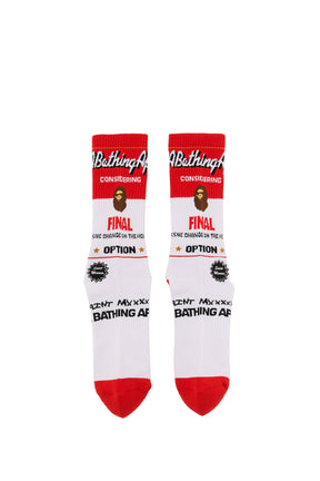 BAPE_SOCKS/FAINAL / WHT/RED