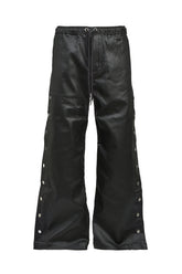 NEW RICH SIDE BUTTON JERSEY PANTS / BLK