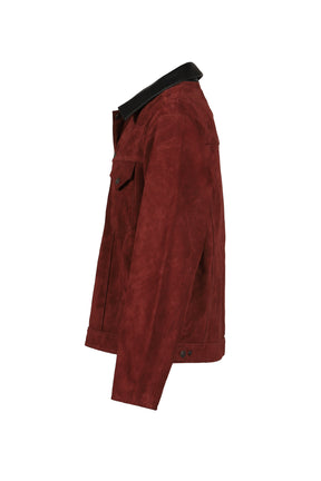 SUEDE TRUCKER JACKET / WINE