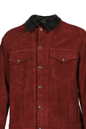 SUEDE TRUCKER JACKET / WINE