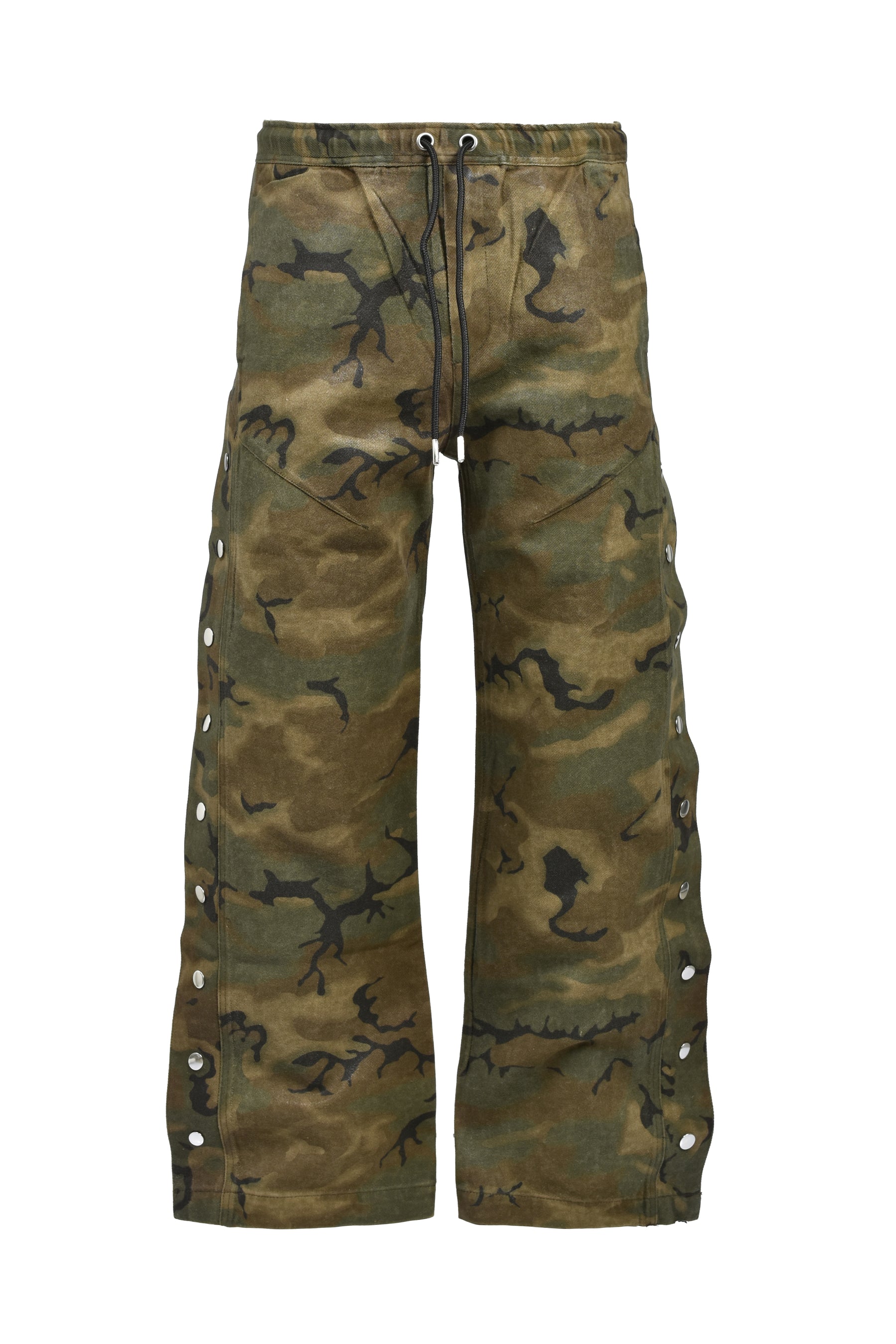 NEW RICH SIDE BUTTON COATING CAMO PANTS / CAMO