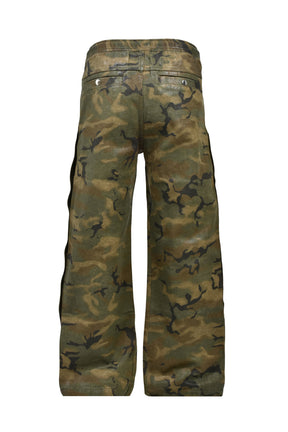 NEW RICH SIDE BUTTON COATING CAMO PANTS / CAMO