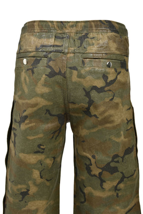 NEW RICH SIDE BUTTON COATING CAMO PANTS / CAMO