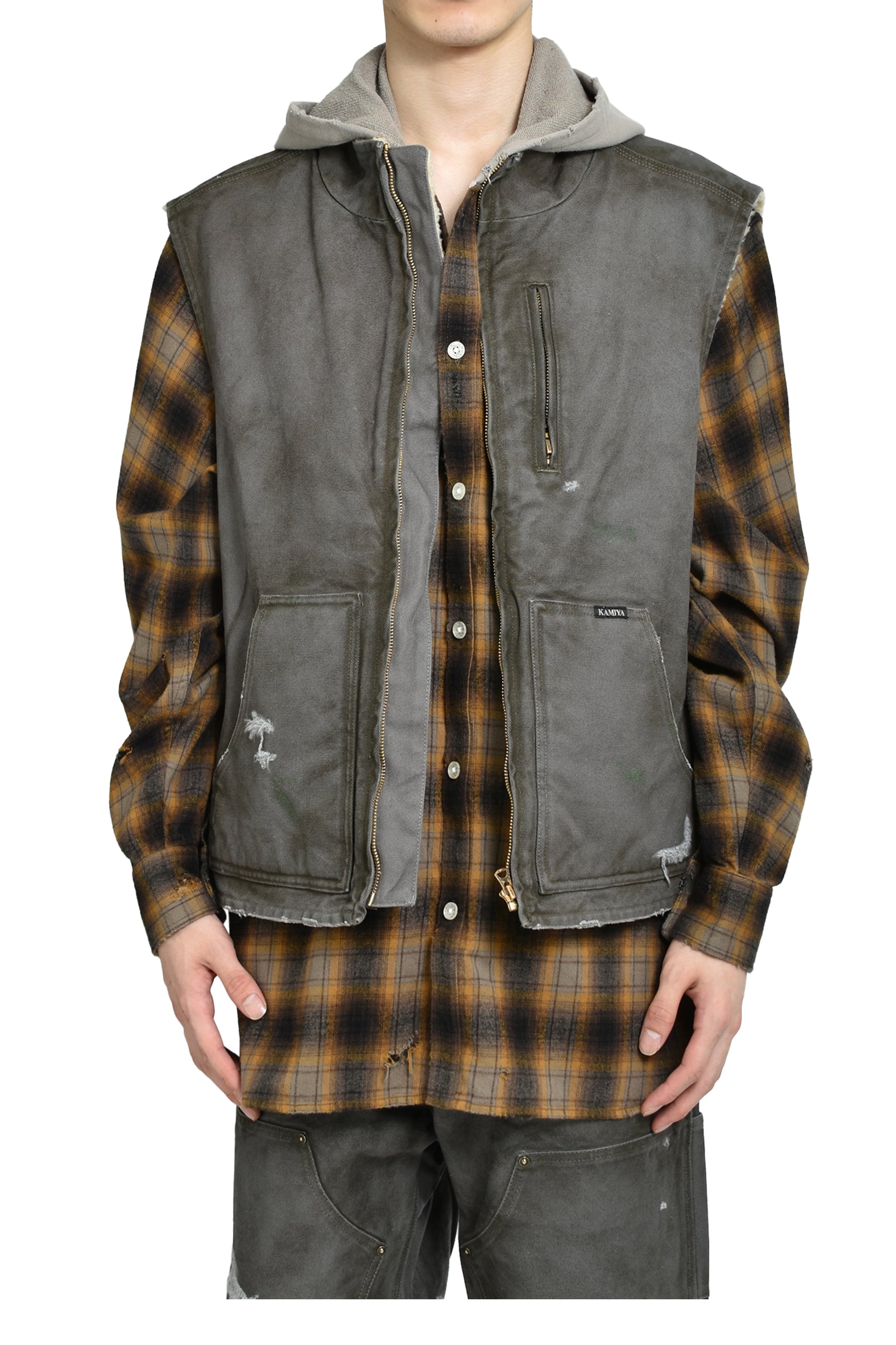 BORO BOA LINING DUCK VEST / GRY