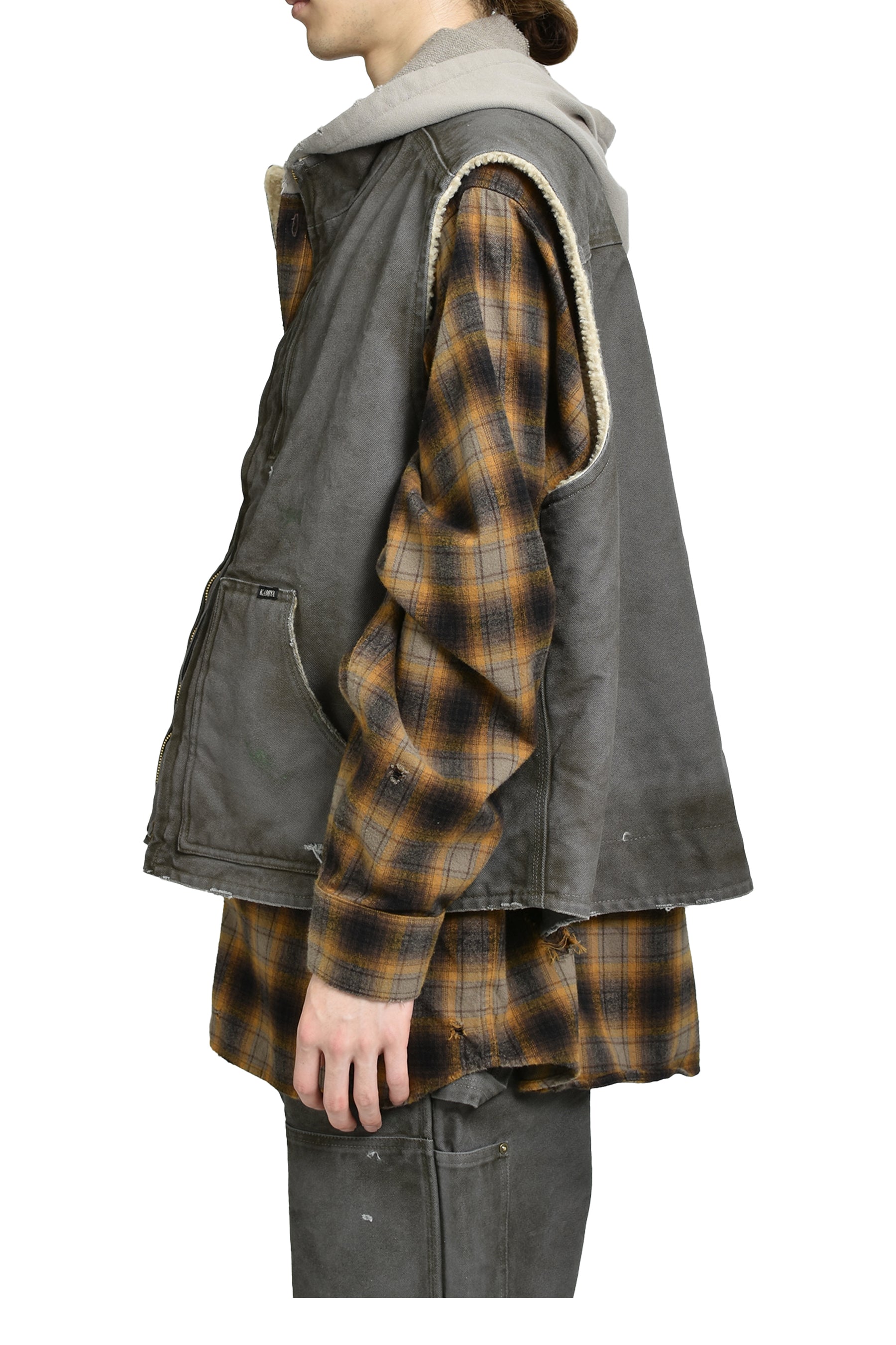 BORO BOA LINING DUCK VEST / GRY