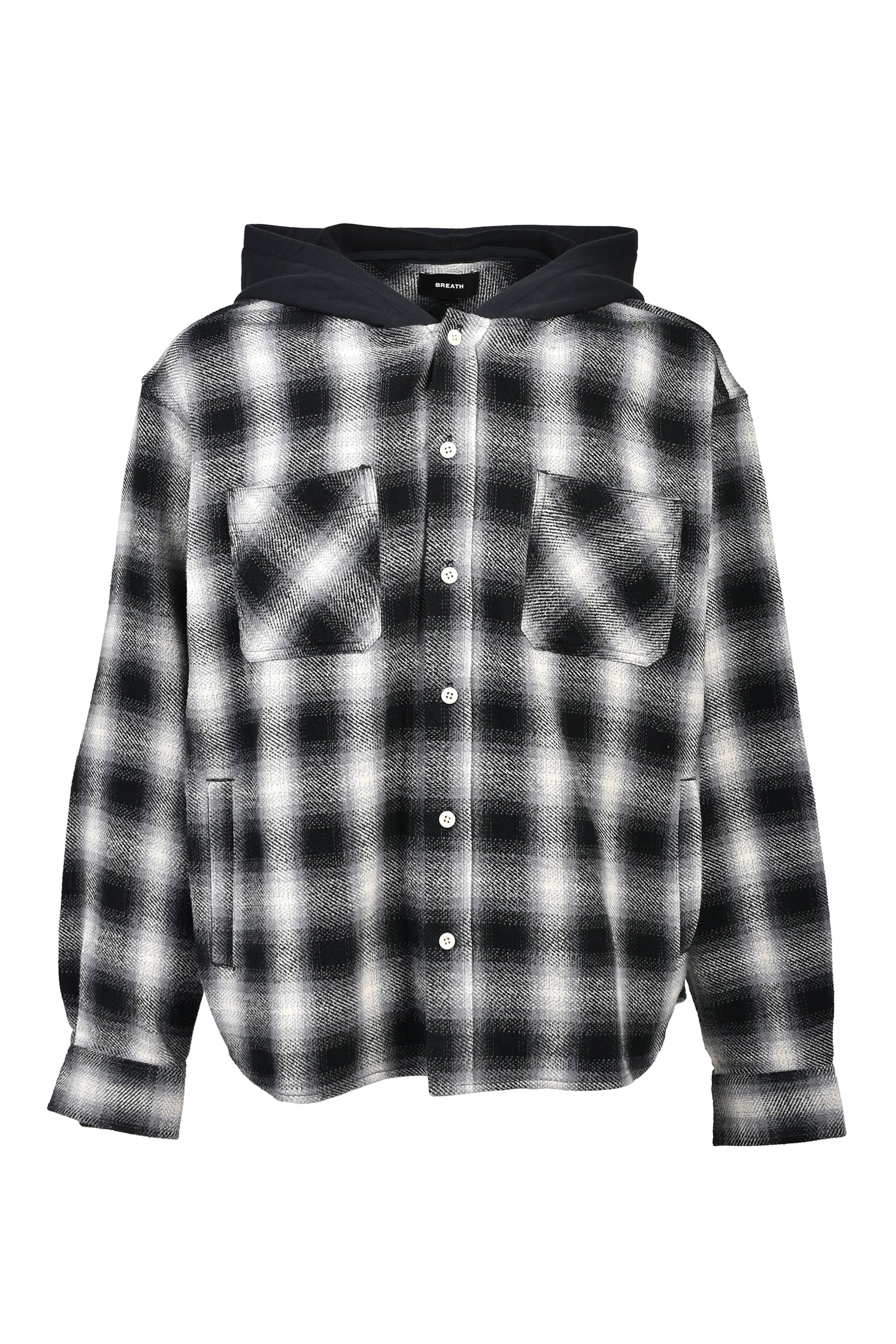BREATH BREATH SS26 CHECK HOOD SHIRT / BLK - NUBIAN NUBIAN